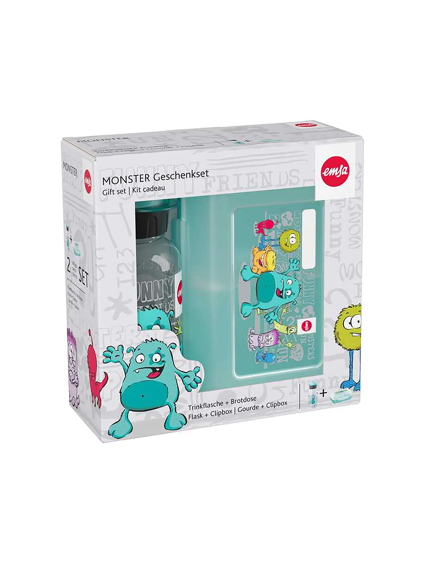 EMSA | Geschenkset 2tlg. Lunchbox und Trinkflasche PRINCESS Rosa | türkis